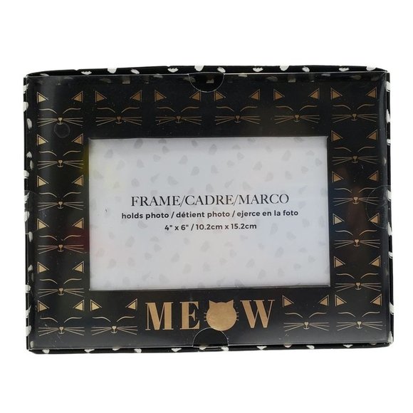 NEW MEOW Photo Frame Lady Jayne Ltd. Black Gold Cat Faces Whiskers 4 x 6 - Picture 4 of 4